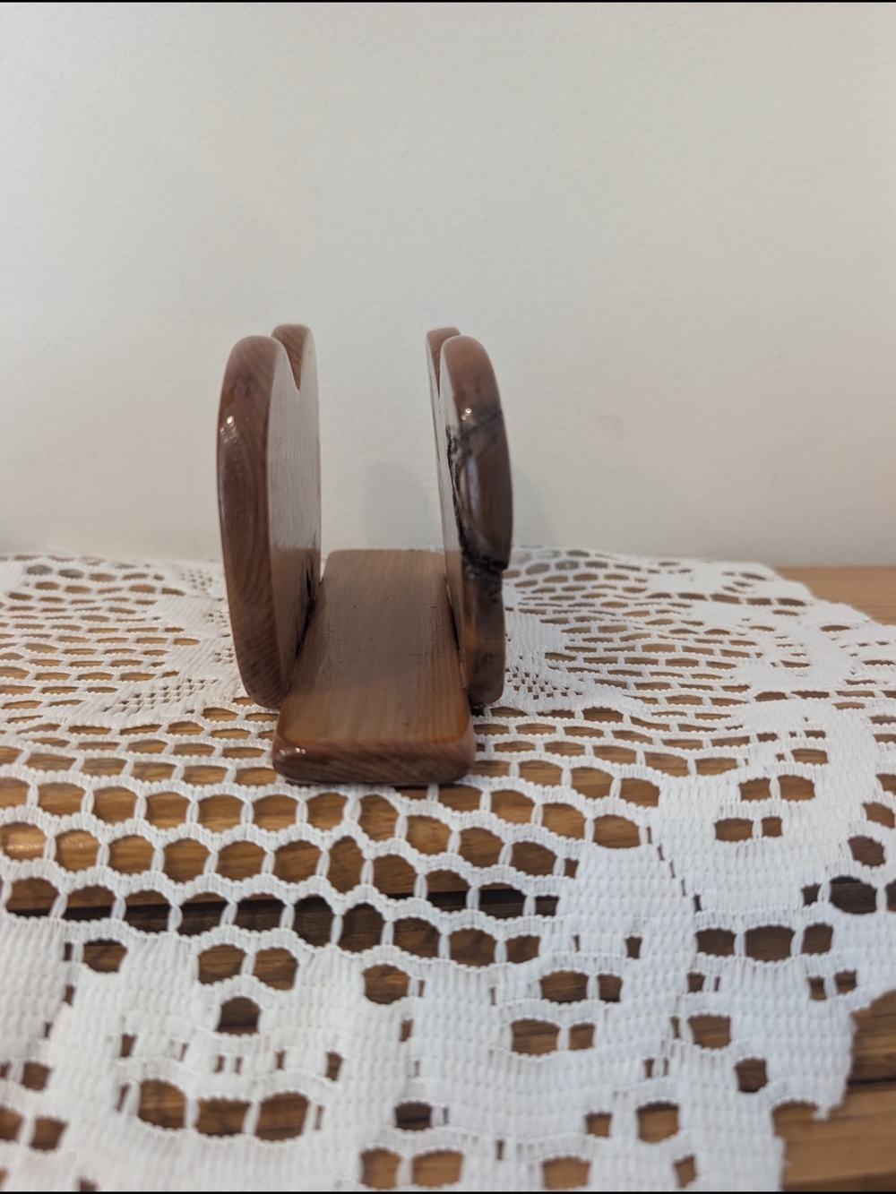 Heart-Shaped Wooden Napkin Holder in Natural Brown - Picture 5 of 10